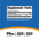 Dietary Supplement nutricost Potassium Citrate 99 mg Strength Capsule 500 Per Bottle (Case of 6000)
