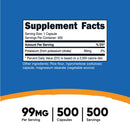 Dietary Supplement nutricost Potassium Citrate 99 mg Strength Capsule 500 Per Bottle 