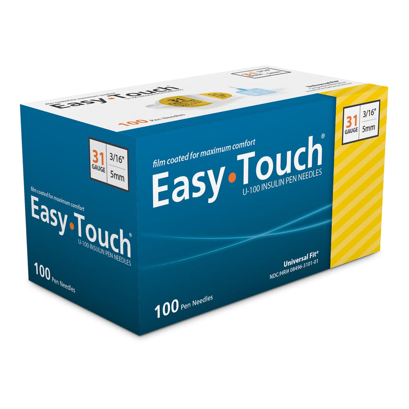 Standard Insulin Pen Needle EasyTouch 31 Gauge 5 mm Length NonSafety 
