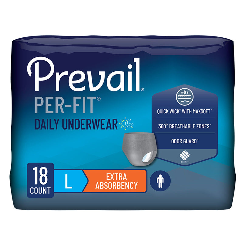 Prevail Per-Fit Men Adult Moderate Absorbent Underwear, Large, White (Case of 72)