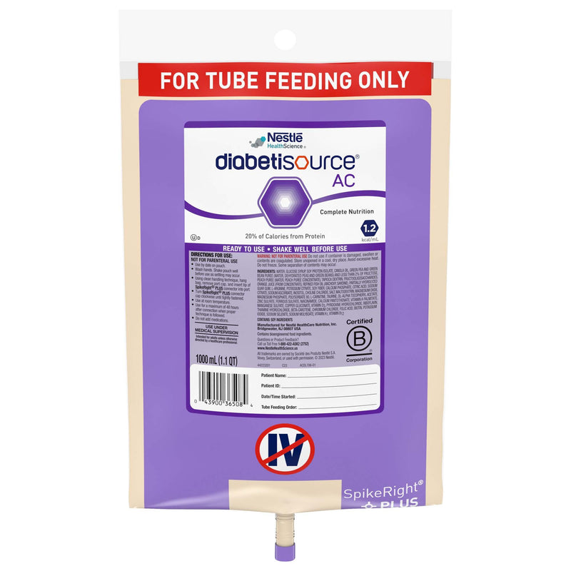 Diabetisource AC Tube Feeding Formula, 33.8 oz. Bag (Case of 6)