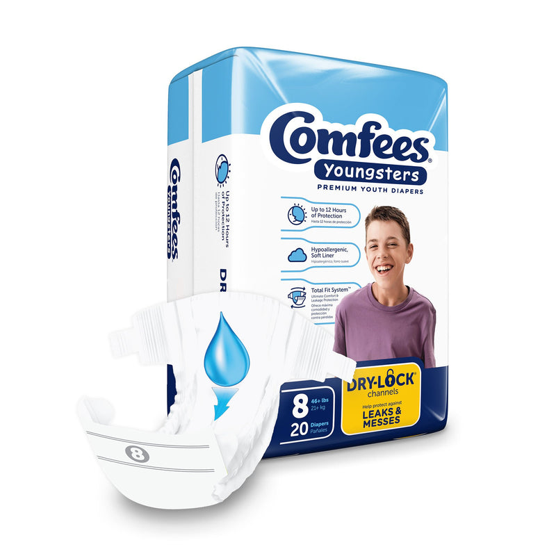 Comfees Youngsters Premium Youth Diapers, Size 8 (Case of 80)