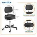 McKesson Brand McKesson Pneumatic Exam Stool, Black, with Backrest 