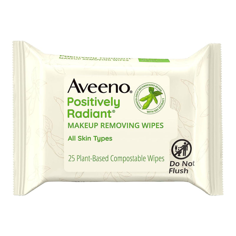 Aveeno Positively Radiant Makeup Removing Wipes Scented (Pack of 25)