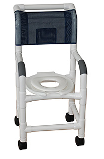 MJM International Shower Chair 15" Internal Width, for Small Adult or Pediatric Needs 3" Twin Casters, Open Front Seat, 250 Lbs Cap.