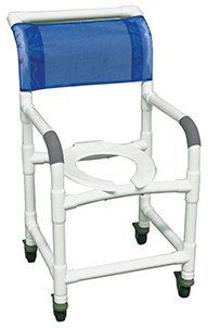 MJM International Shower Chair 18" Internal Width, 3" Total Lock Casters (Locks Swivel and Rotation Of Caster), 300 Lbs Weight Capacity