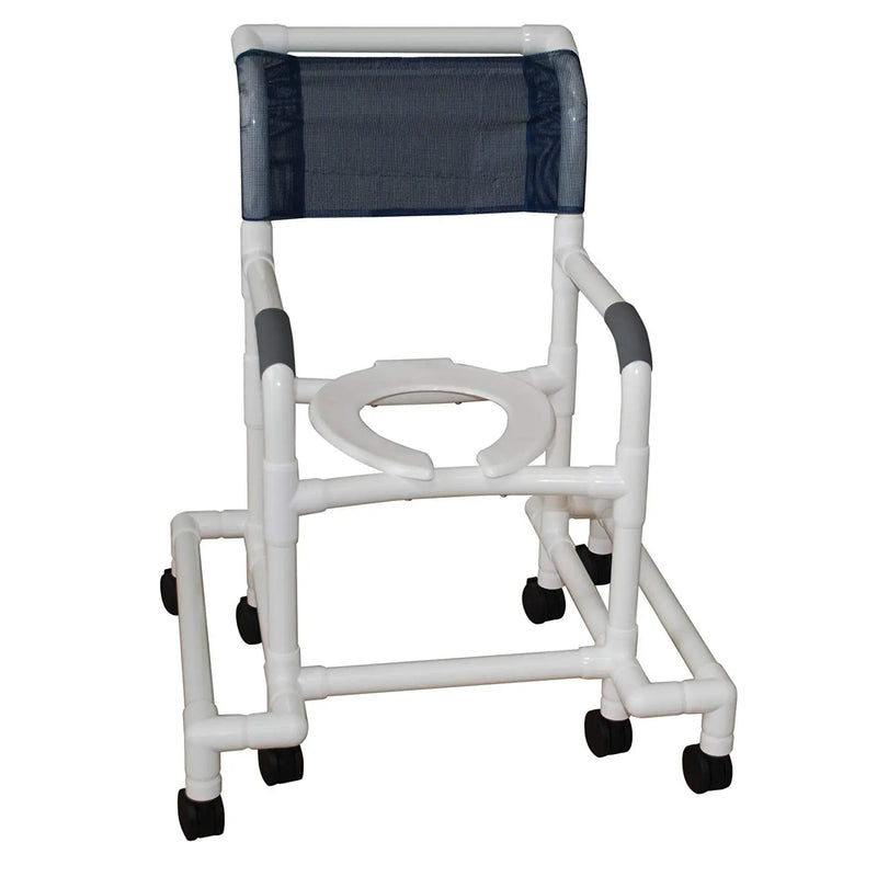 MJM International Standard Outrigger Shower Chair 18" Int. Width, Open Front Seat, 8- 3" Twin Casters (4 Locking) 300 Lb Weight Capacity 