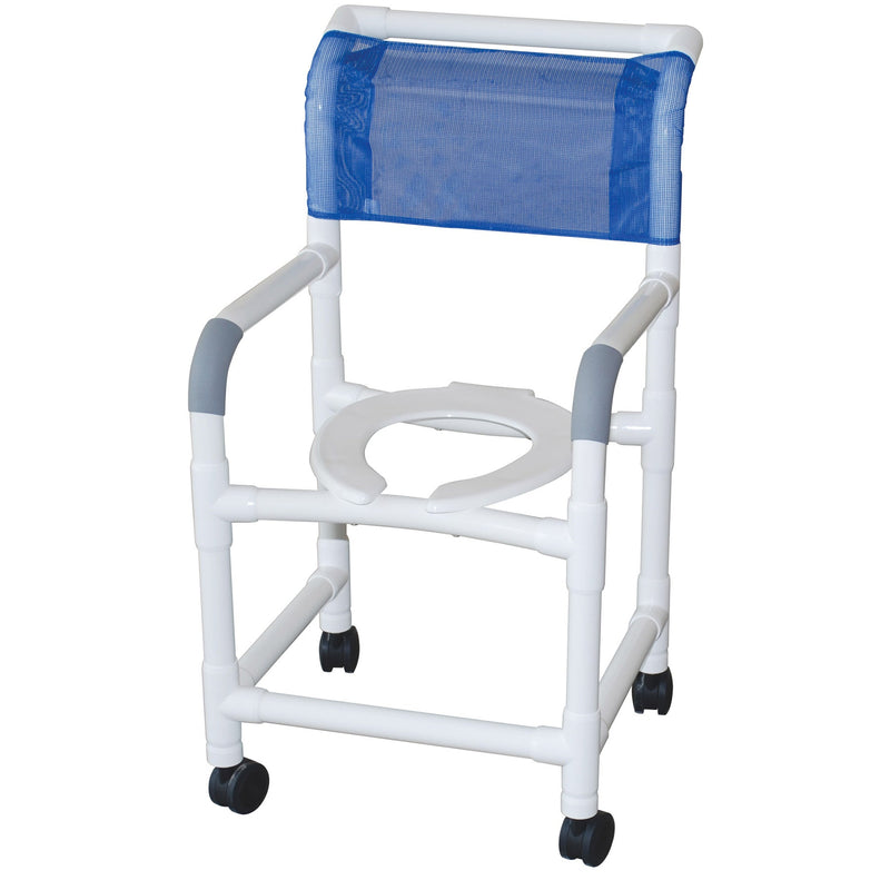 MJM International Shower Chair 18" Internal Width,Open Front Seat, 3" Twin Casters , 300 Lbs