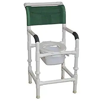 MJM International Adjustable Height Shower Chair 18" Internal Width, Open Front Seat, No Casters, 250 Lbs Wt Ap 