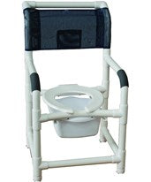 MJM International Shower chair 18" internal width, closed front seat, NO CASTERS folding capacity, 200 LBS wt cap