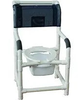 MJM International Shower chair 18" internal width, closed front seat, NO CASTERS folding capacity, 200 LBS wt cap 