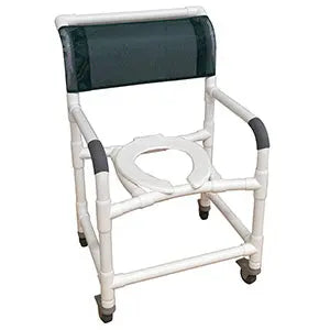MJM International Wide Shower Chair 22" Internal Width, Open Front Seat, 3" Total Lock  Casters,  375 Lbs Weight Capacity 