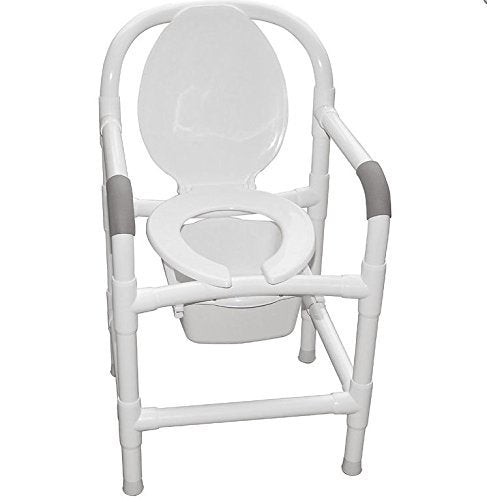MJM International Bedside commode 22" internal width w/standard caster & 10 qt commode pail (no sling)