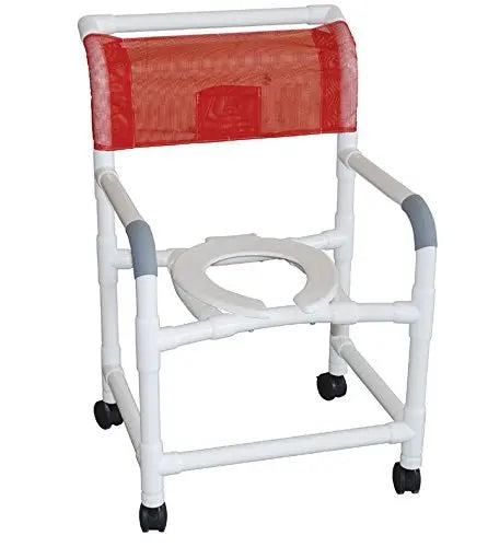 MJM International Adjustable height shower chair 22" internal width, open front seat, NO CASTERS 225 lbs wt cap 