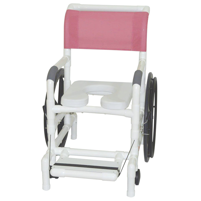 MJM International Self-Propelled "Aquatic / Rehab. Shower Transport Chair 18" Int. Width, with 24" Rear Wheels, Open Front Soft Seat (with Footrest), 350 Lbs Weight Capacity