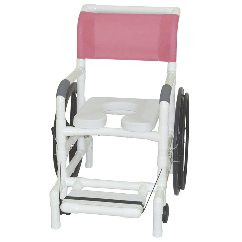 MJM International Self-Propelled "Aquatic / Rehab. Shower Transport Chair 18" Int. Width, with 24" Rear Wheels, Open Front Soft Seat (with Footrest), 350 Lbs Weight Capacity 