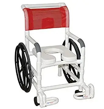 MJM International Non-magnetic Self Propelled Aquatic/Rehab tranpsport chair 26" internal width, 24" rear wheels with flat stock seat, cushion seat and cushioned back, 350 lbs wt cap 