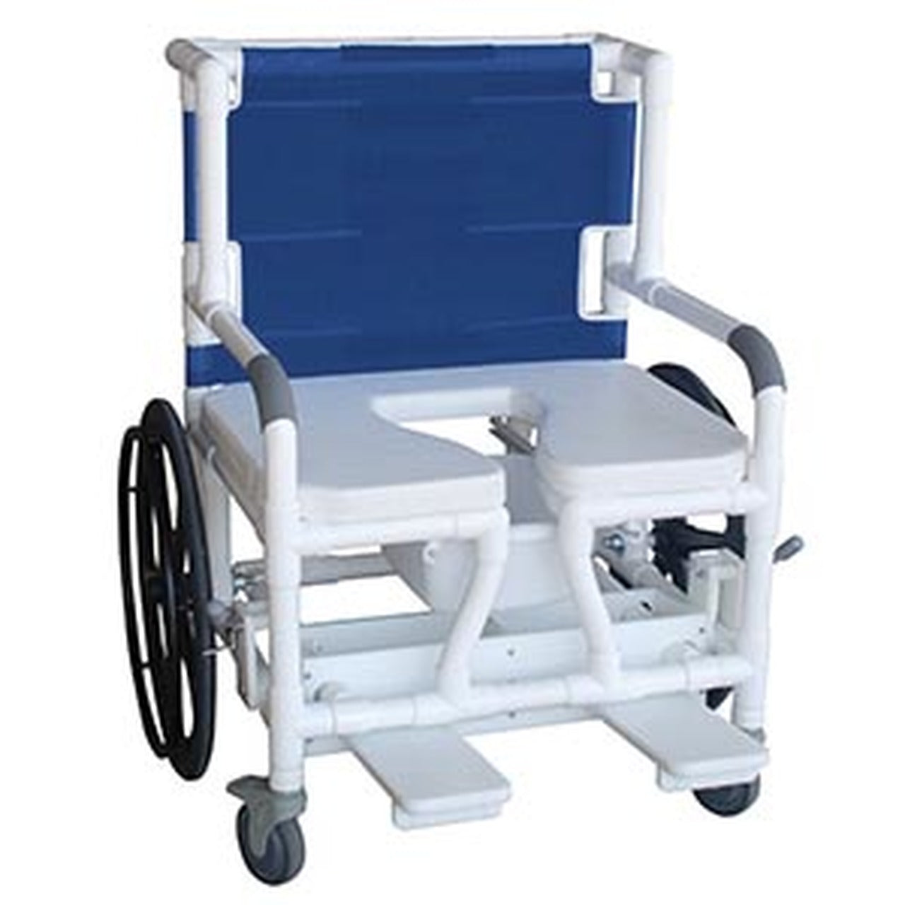 MJM International Self-propelled "AQUATIC / REHAB. transport chair 26" int. width, w/24" rear wheels, open front soft seat, 350 lbs wt cap
