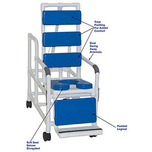 MJM International 100 Series - Reclining Tp Shower Chair  Tilt "n" space shower chair - TOTAL Blue padding s
