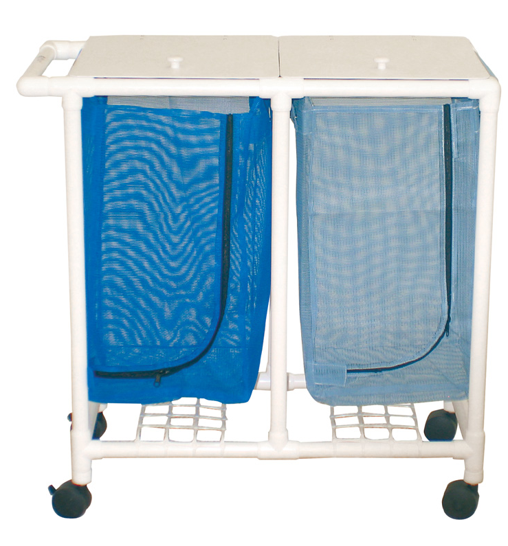MJM International Space saving single hamper w/leak proof bags only, 22 Gallon cap.per bag, 3" twin casters