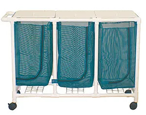 MJM International Space saving single hamper w/leak proof bags only, 22 Gallon cap. Per bag, 3" twin casters 