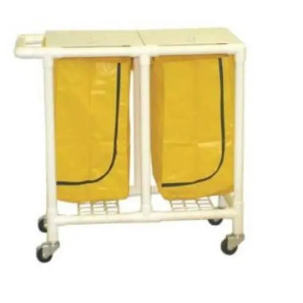 MJM International Double hamper w/leakproof bags only, 22 gallon cap per bag, 3" twin casters 