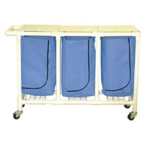 MJM International NON-Magnetic Triple hamper w/leakproof bags only, 22 gallon cap per bag, 3" heavy duty MRI casters 