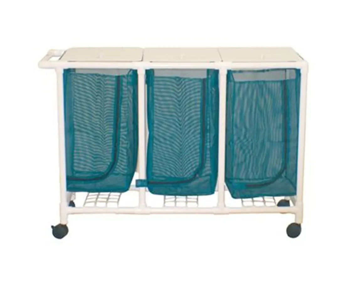 MJM International Triple hamper w/leakproof bags only, 35 gal cap per bag, 3" twin casters 
