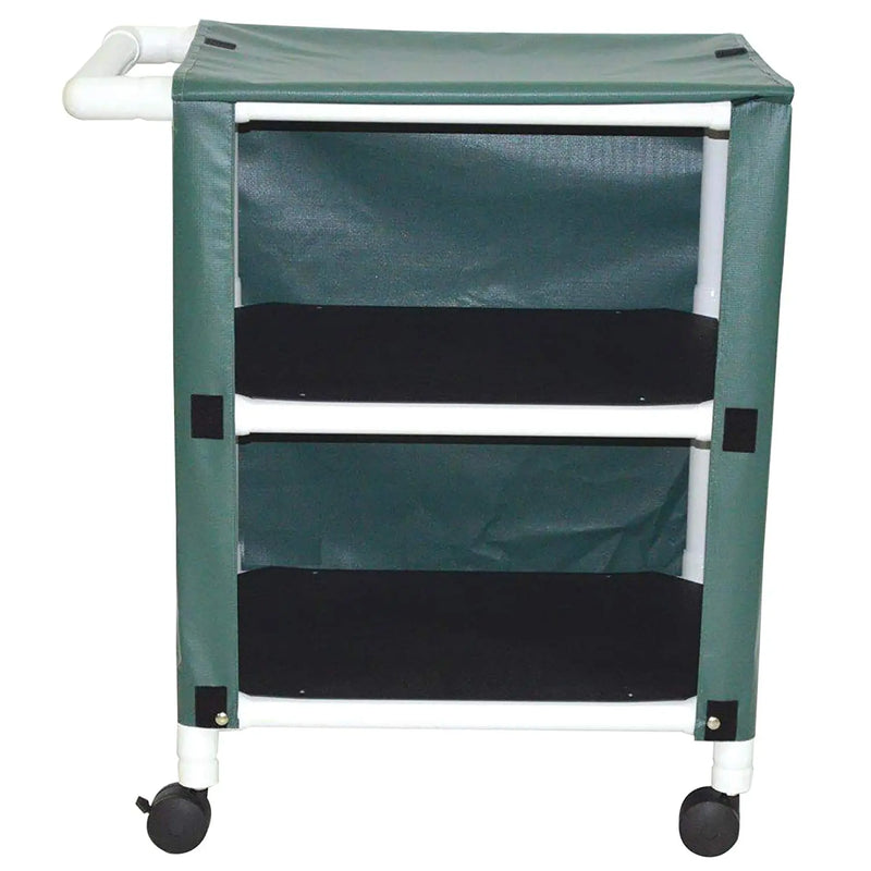 MJM International 2-shelf linen cart w/mesh or solid vinyl cover, shelf size: 24" x 25", 90 lbs per shelf 