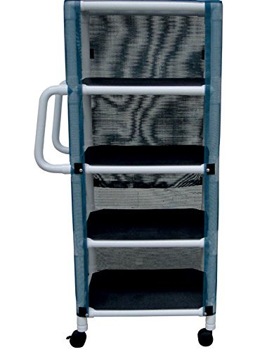 MJM International NON-Magnetic 4-shelf linen cart w/mesh or solid vinyl cover, shelf size: 24" x 25", 90 lbs per shelf