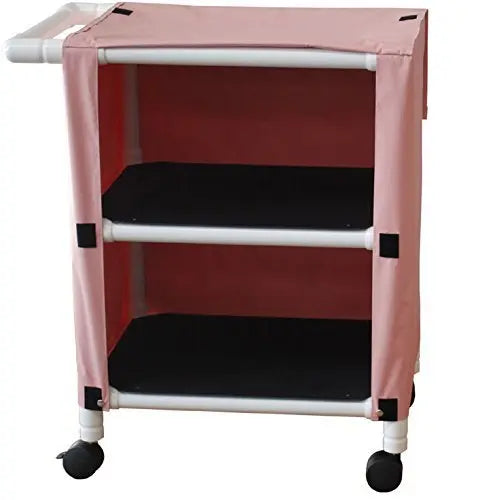 MJM International 2-shelf mini-linen cart w/mesh or solid vinyl cover, shelf size: 20" x 25", 75 lbs per shelf with large accessory bag 