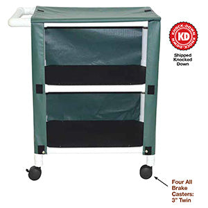 MJM International 300 Series - Linen Carts  2-Shelf Mini-Linen Cart with Mesh or Solid Vinyl C