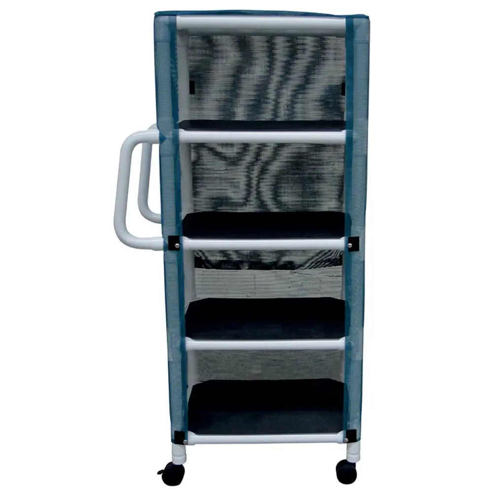 MJM International NON-Magnetic 4-shelf mini-linen cart w/mesh or solid vinyl cover, shelf size: 20" x 25", 75 lbs per shelf 