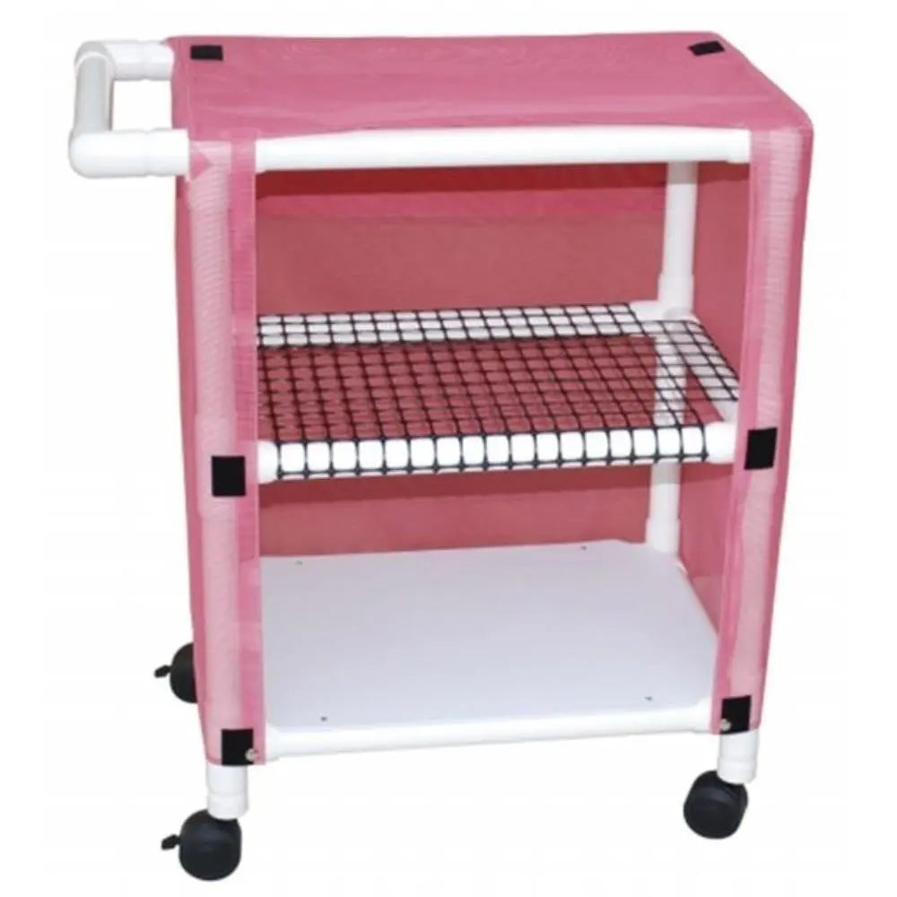 MJM International 2-shelf mini-linen cart with open area shelf system, w/ mesh or solid vinyl cover, shelf size: 20" x 25", 75 lbs per shelf 