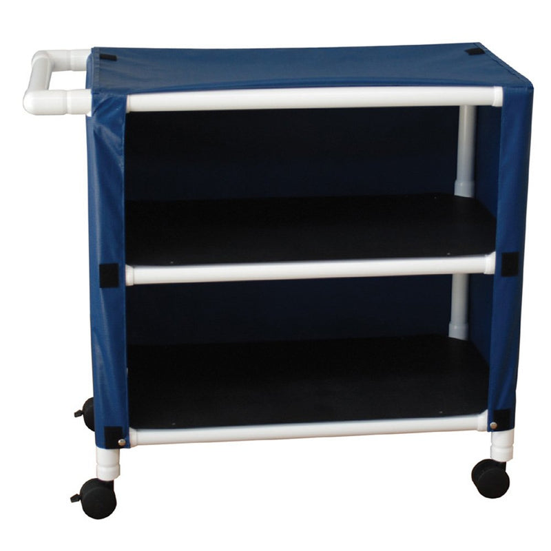 MJM International Non-Magnetic 2-Shelf Utility/Linen Cart with Mesh or Solid Vinyl Cover, Shelf Size: 20" X 32", 100 Lbs per Shelf