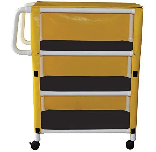 MJM International 3-shelf utility/linen cart w/mesh or solid vinyl cover, shelf size: 20" x 32", 100 lbs per shelf, with large accessory bag 