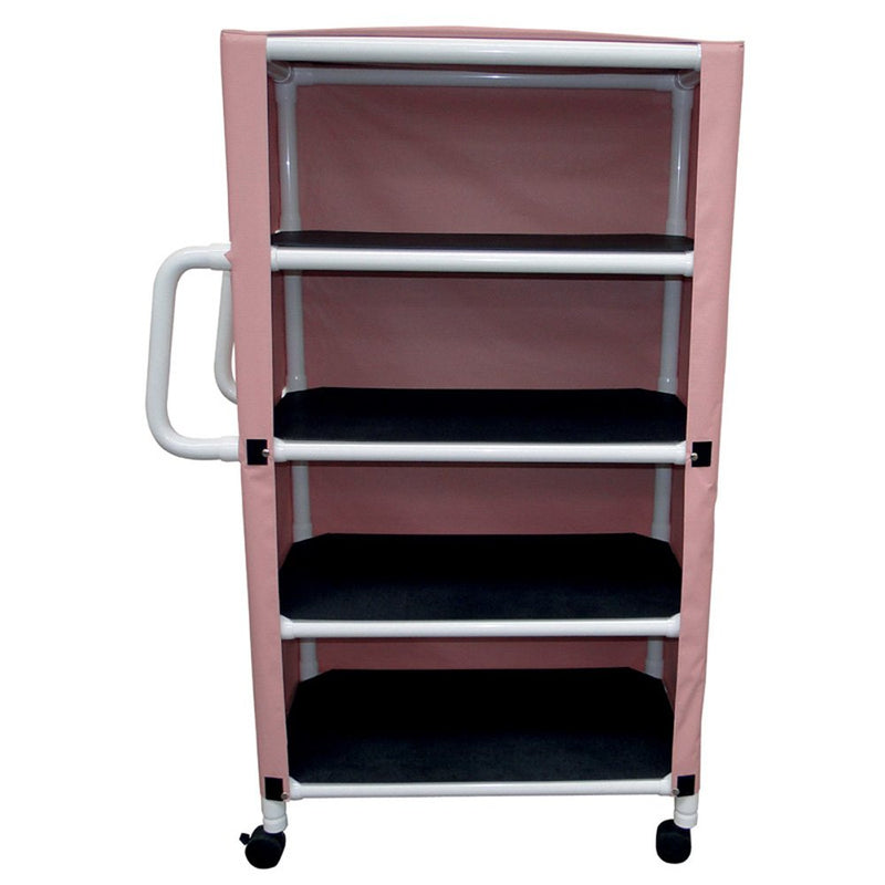 MJM International NON-Magnetic 4-shelf utility/linen cart w/mesh or solid vinyl cover, shelf size: 20" x 32", 100 lbs per shelf