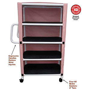 MJM International 300 Series - Linen Carts  4-Shelf Utility/Linen Cart with Mesh or Solid Viny
