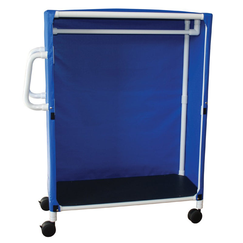 MJM International 1-shelf linen hanging cart w/ mesh or solid vinyl cover 3" casters,shelf size: 20" x 45", 125 lbs per shelf