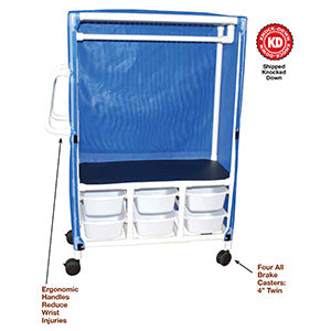 MJM International 300 Series - Linen Carts  1-Shelf Linen Hanging Cart With 6 Slide Out Tubs O