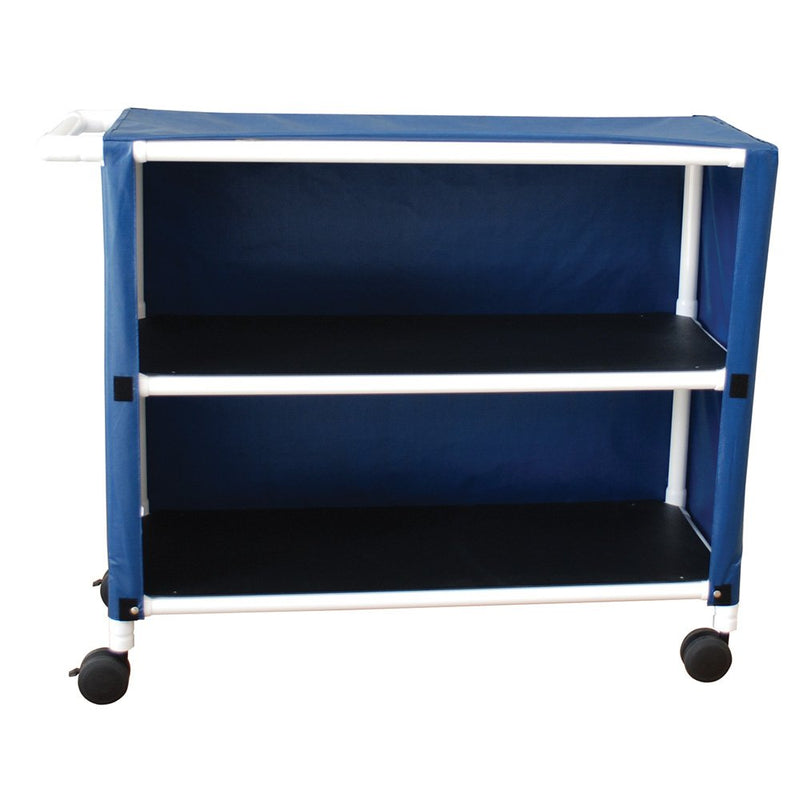 MJM International 2-Shelf Linen Cart with Mesh or Solid Cover 3" Casters, Shelf Size: 20" X 45", 125 Lbs per Shelf