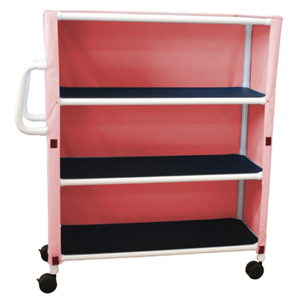 MJM International 3-Shelf Linen Cart with Mesh or Solid Cover 3"Casters, Shelf Size: 20" X 45", 125 Lbs per Shelf 