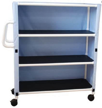 MJM International 3-Shelf Linen Cart with Mesh or Solid Cover 4"Casters, Shelf Size: 20" X 45", 125 Lbs per Shelf