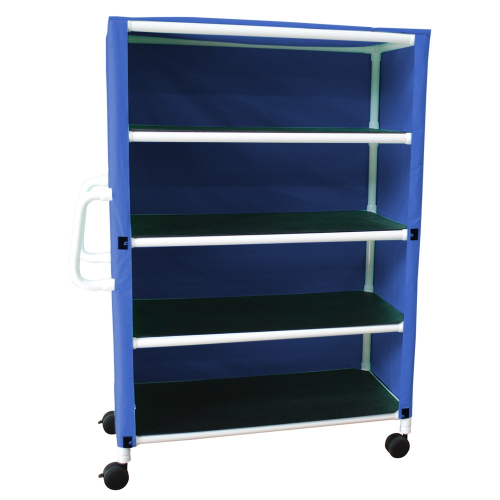 MJM International 4-Shelf Linen Cart with Mesh or Solid Cover 3"Casters, Shelf Size: 20" X 45", 125 Lbs per Shelf