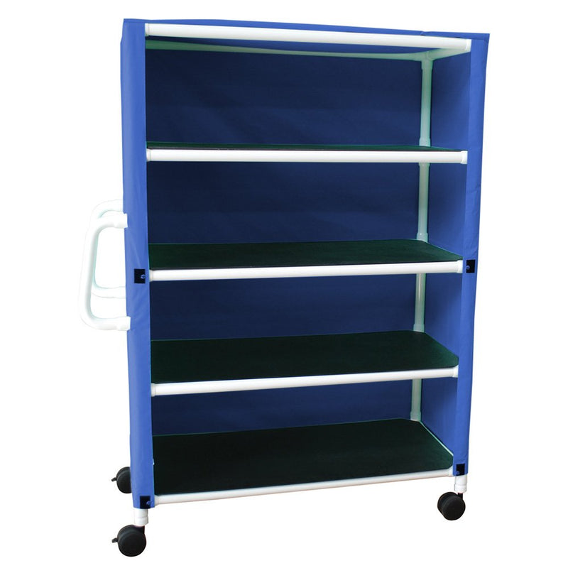 MJM International 4-Shelf Linen Cart with Mesh or Solid Cover 3"Casters, Shelf Size: 20" X 45", 125 Lbs per Shelf