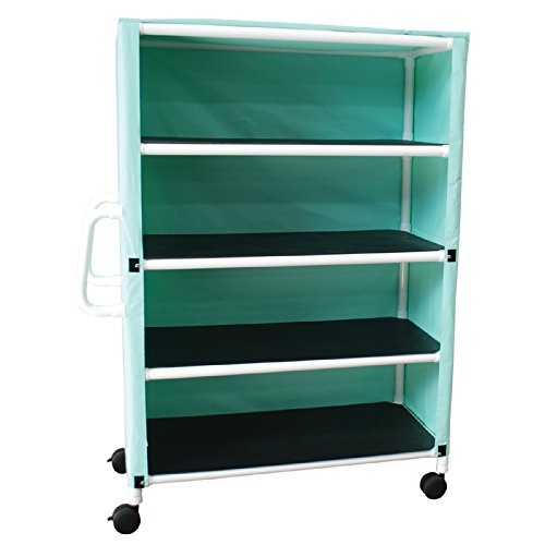MJM International 4-Shelf Linen Cart with Mesh or Solid Cover 4"Casters, Shelf Size: 20" X 45", 125 Lbs per Shelf