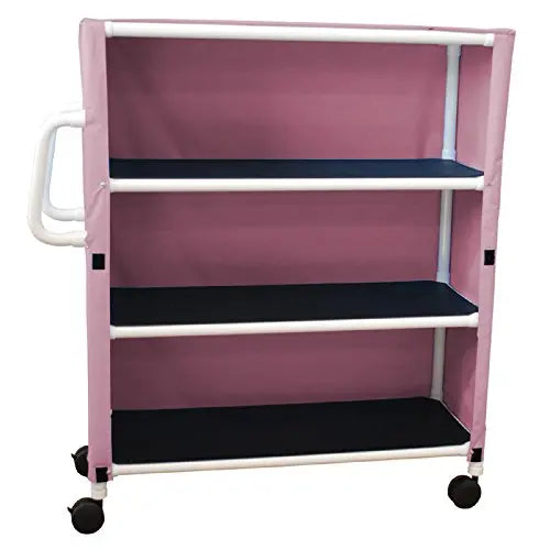 MJM International Non-Magnetic 3-Shelf Jumbo Linen Cart with Mesh or Solid Vinyl Cover, Shelf Size: 20" X 50" , 150 Lbs per Shelf 