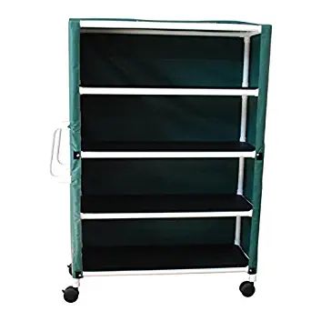 MJM International Non-Magnetic 4-Shelf Jumbo Linen Cart with Mesh or Solid Vinyl Cover, Shelf Size: 20" X 50" , 150 Lbs per Shelf