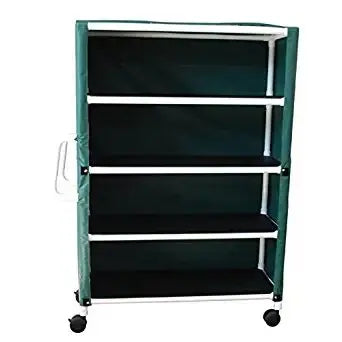 MJM International Non-Magnetic 4-Shelf Jumbo Linen Cart with Mesh or Solid Vinyl Cover, Shelf Size: 20" X 50" , 150 Lbs per Shelf 