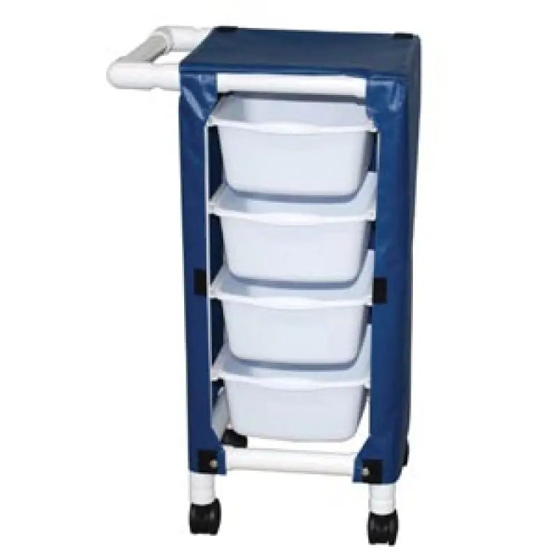 MJM International Specialty cart w/4 pull out tubs & mesh or solid vinyl cover, tub size: 20" x 15" x 5" 